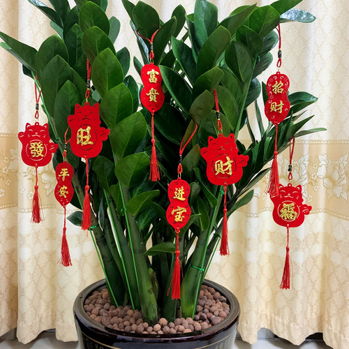 乔迁进宅新居发财树盆景灯笼挂件