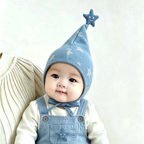 韩版婴幼儿牛仔护囟门防风帽