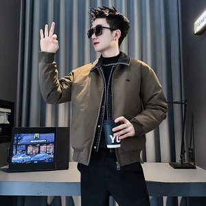 MF90-P148 控198 冬季社会小伙加厚保暖立领假两件棉服外套灰色2图片