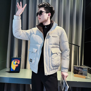 MF62-P138 控178  冬季社会小伙店主风立领棉衣棉服外套 白1图片