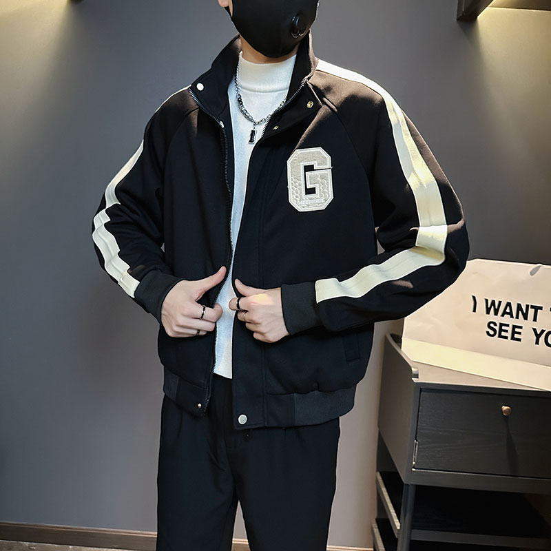 SJ49-P108控148秋装社会小伙夹克外套男潮店主风上衣白色2,男装夹克,电商A220