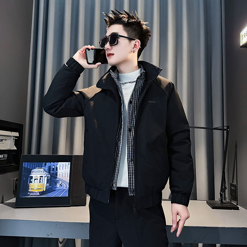 MF89-P148控198冬季社会小伙加厚保暖立领假两件棉服外套咖色1,男装棉衣,电商A220