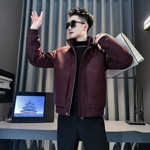 MF100-P138 控178  冬季皮棉袄加厚保暖立领棉服外套 咖色2图片