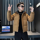 MF105-P138控178冬季社会小伙加厚保暖棉衣棉服连帽外套咖色1，男装棉衣，电商A220