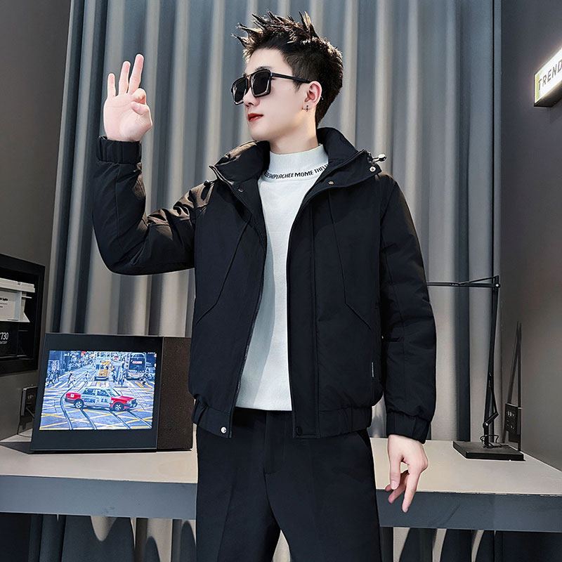 MF107-P138控178冬季社会小伙加厚保暖棉衣棉服连帽外套黑色2，男装棉衣，电商A220