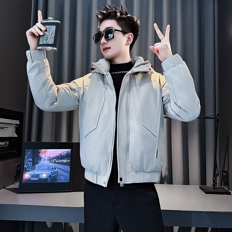 MF107-P138 控178 冬季社会小伙加厚保暖棉衣棉服连帽外套 白色2图片