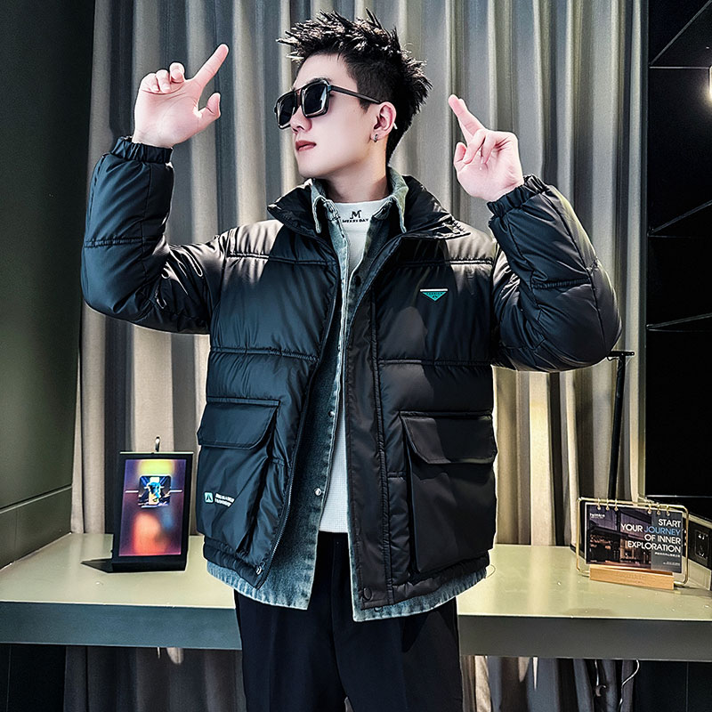 MF67-P138控178冬季社会小伙店主风假两件棉衣棉服外套灰1,男装棉衣,电商A220