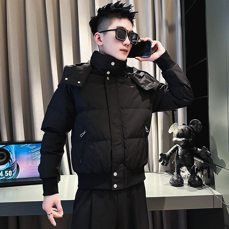 MF32-P138 控178  冬季社会小伙加厚保暖连帽棉衣棉服外套 黑4图片