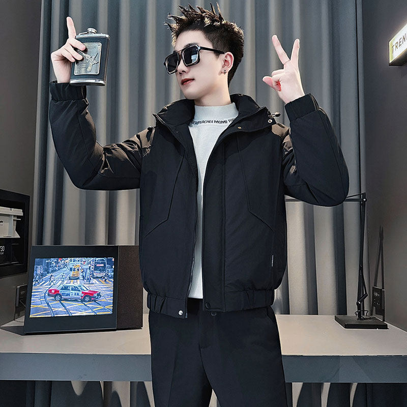 MF107-P138控178冬季社会小伙加厚保暖棉衣棉服连帽外套黑色1，男装棉衣，电商A220