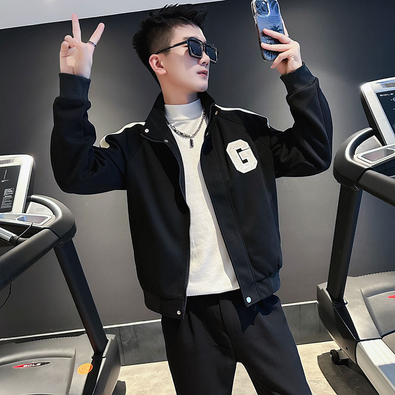 SJ49-P108控148秋装社会小伙夹克外套男潮店主风上衣白色1,男装夹克,电商A220