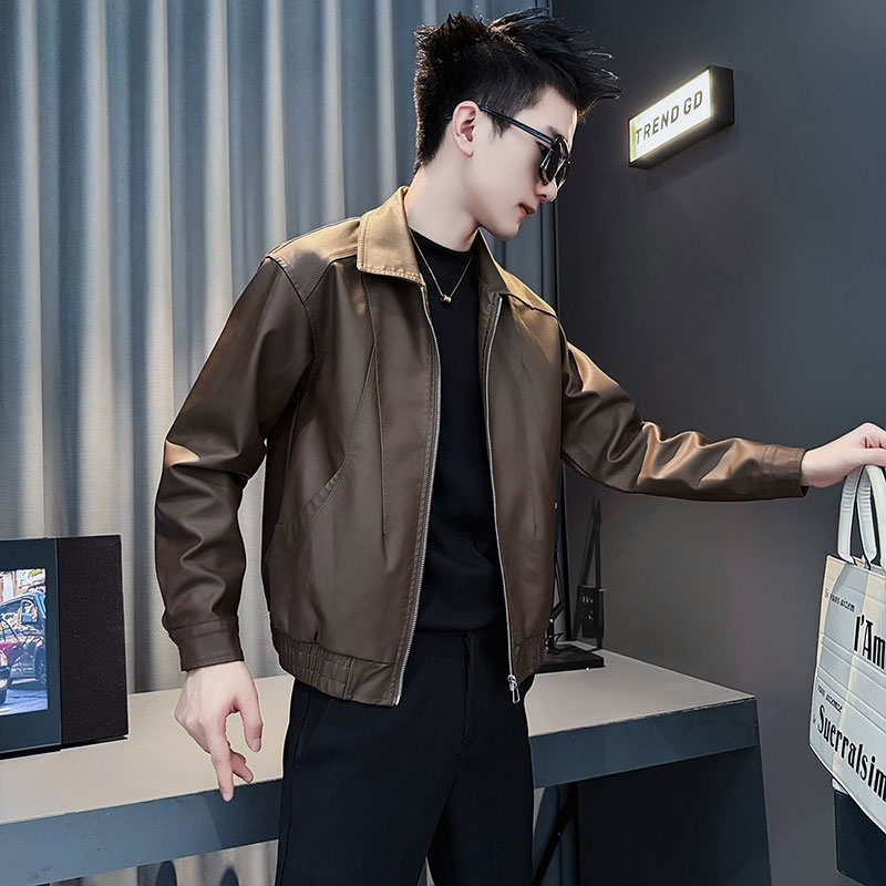 SJ158-P128控168秋冬装社会小伙皮衣夹克外套店主风潮上衣咖2,男装夹克,电商A220