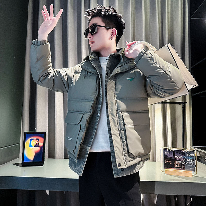 MF67-P138 控178  冬季社会小伙店主风假两件棉衣棉服外套 灰1图片