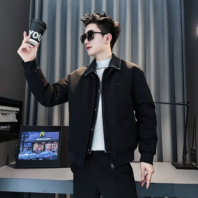 MF90-P148控198冬季社会小伙加厚保暖立领假两件棉服外套灰色2,男装棉衣,电商A220