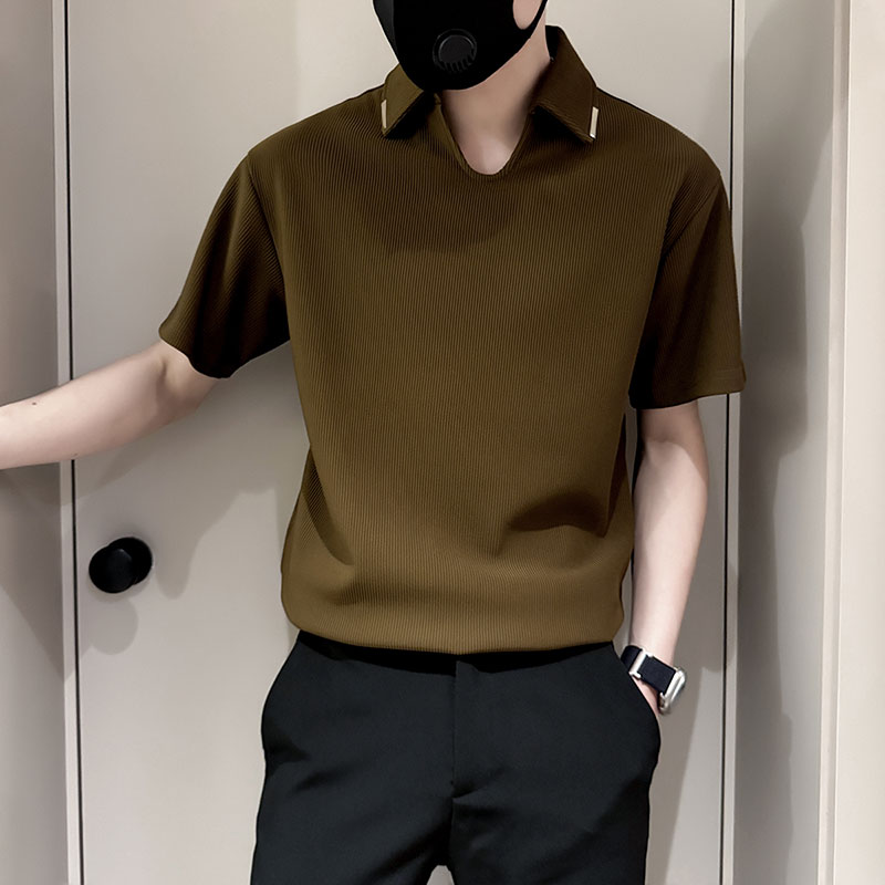 SP43-P58控78春夏男社会小伙针织短袖polo衫潮流t恤驼2,男装T恤,电商A220
