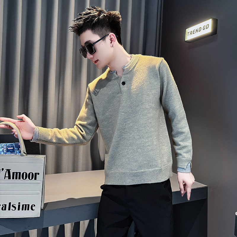 SM103-P78 控108 社会小伙店主风男潮毛衣针织衫 绿色1图片