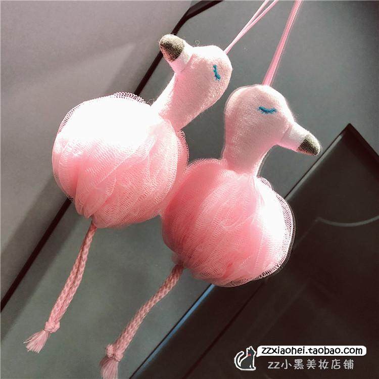 ZZ小黑bentoy 火烈鸟浴球 可爱少女心起泡球 粉红搓澡浴花