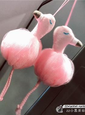 ZZ小黑bentoy 火烈鸟浴球 可爱少女心起泡球 粉红搓澡浴花