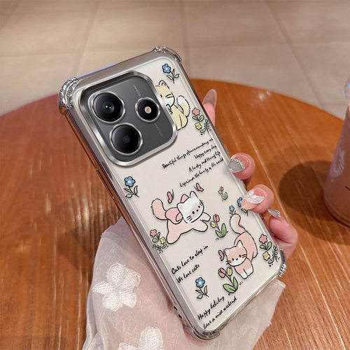 适用红米note14pro十手机壳小米redminote14por硅胶套5g全包防摔透明软redmi女加145g新款曲面屏可爱小猫卡通