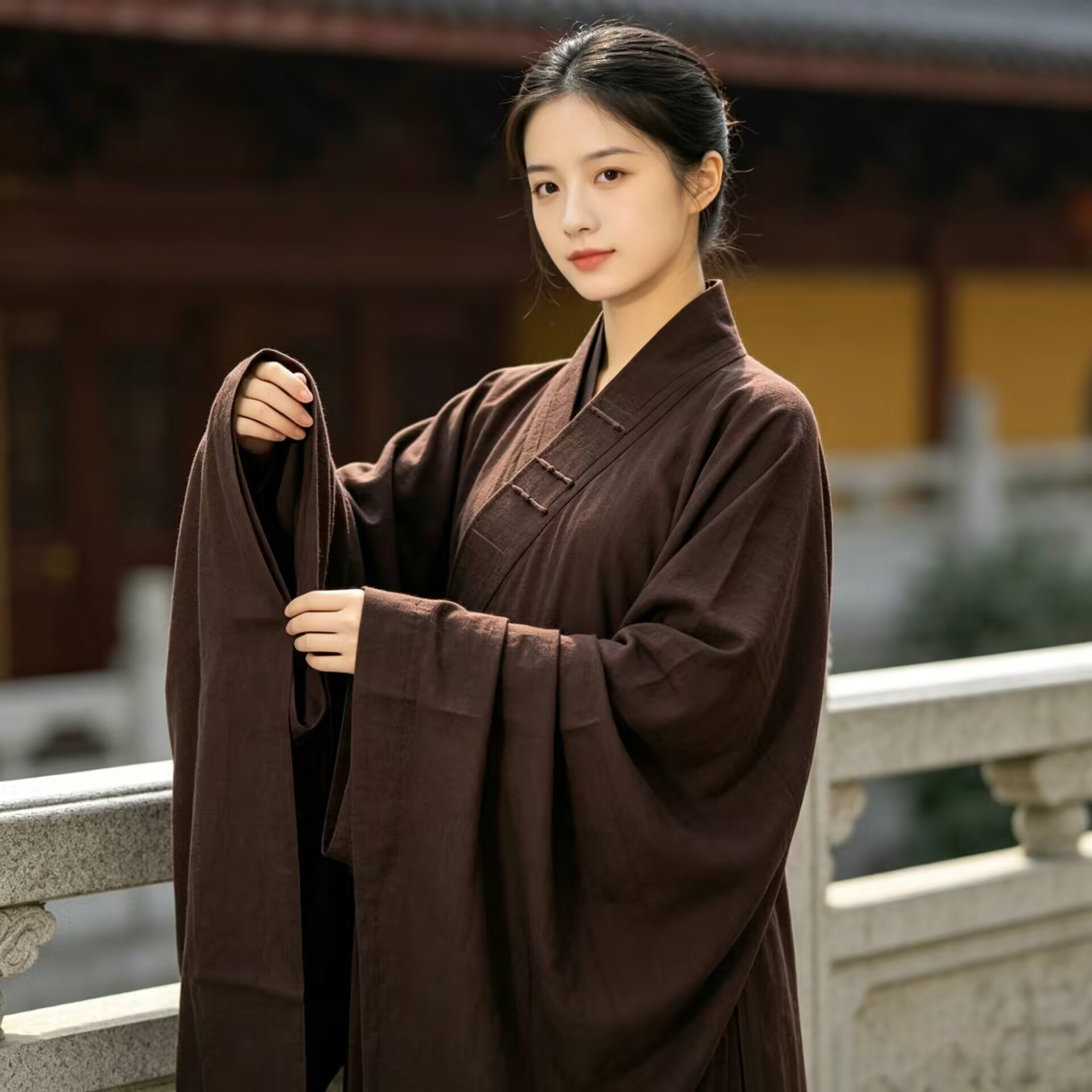 相牌海清居士服女僧服男海青禅修麻纱大褂春夏季薄款四季袈裟佛衣
