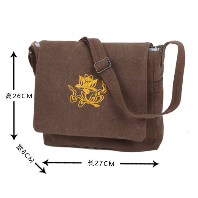 thumbnail for Buddhist monk bag, Buddhist bag, canvas cross-body monk bag, layman bag, monk bag, monk bag, shoulder bag, three-garment bag