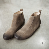 日系原宿潮流男鞋 拉链真皮男靴子磨砂短靴复古马丁靴男高帮鞋 英伦