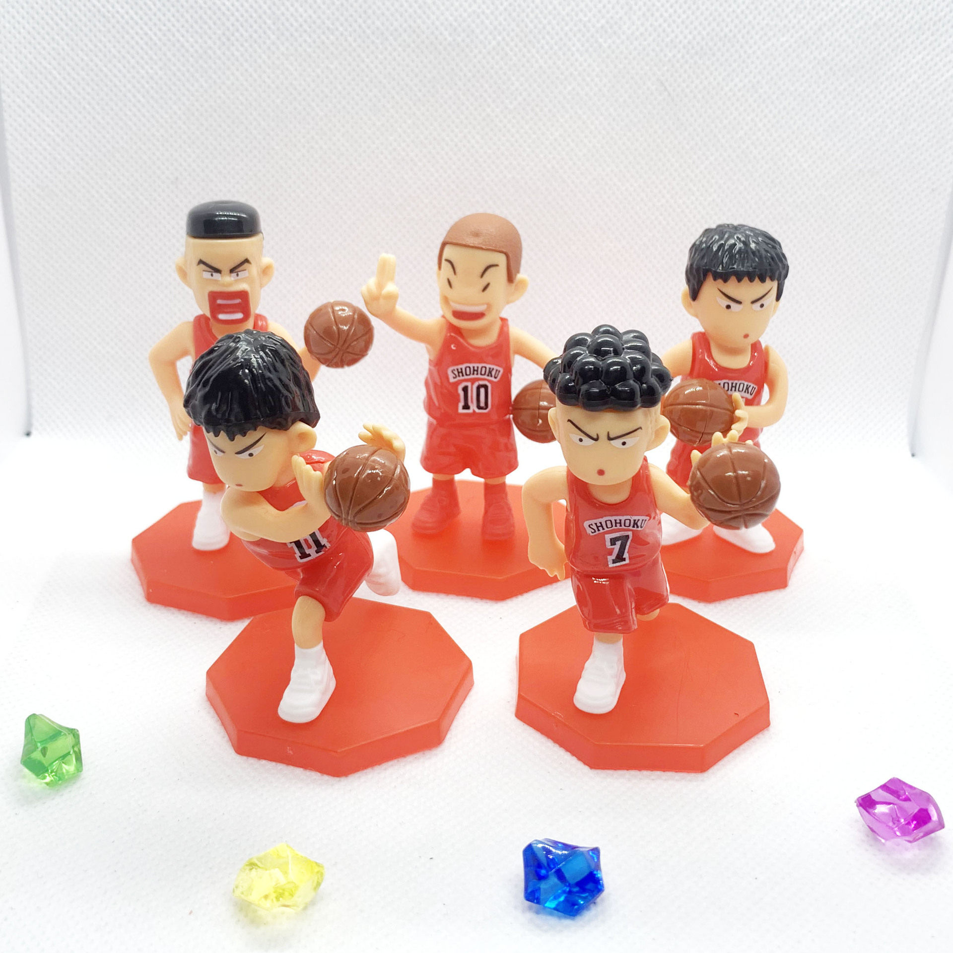 灌篮生日蛋糕摆件公仔 卡通情景蛋糕装饰配件 男孩篮球兄弟5个装