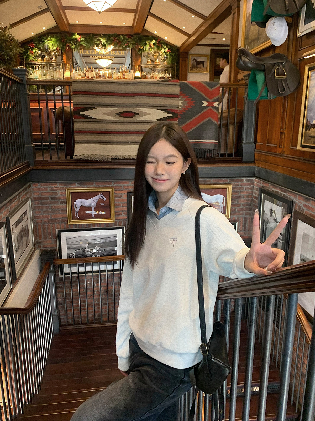 长袖学院风薄蝴蝶结棉女百搭