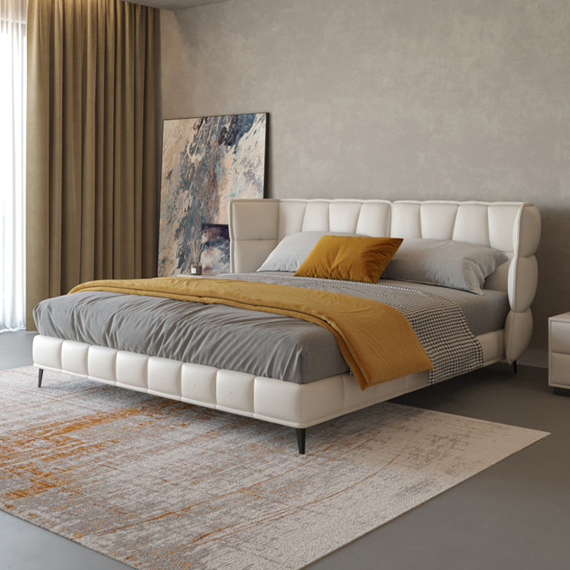 意式真皮床设计师主卧现代简约双人大床北欧轻奢头层牛皮Husk软床