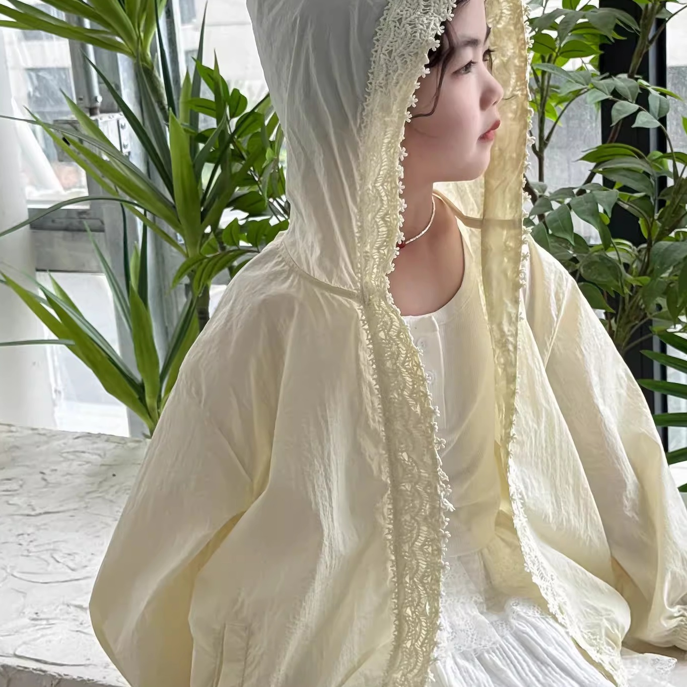 儿童防晒服女夏新款时尚蕾丝轻薄冰丝凉感防紫外线女童防晒衣外套