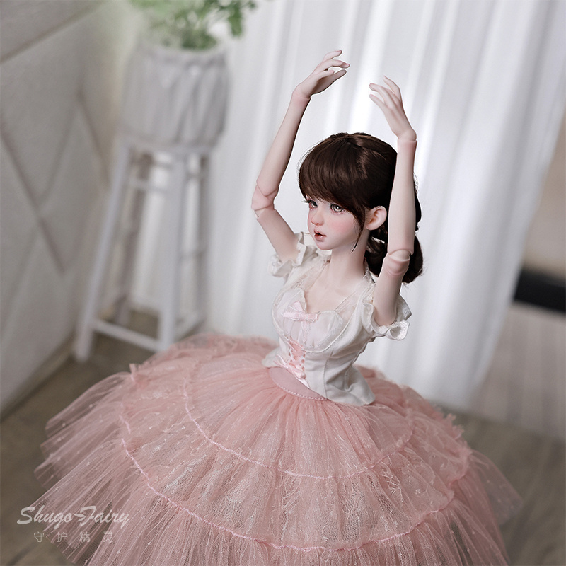 4分bjd娃娃星楚粉色芭蕾连体服