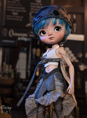 官方正版6分bjd娃娃罗莎y2k千禧风蓝色短发破洞时尚sd娃娃女原创