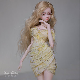 正品4/四分bjd女娃娃洋兰淡黄色包臀连衣裙SD人形偶原创设计潮玩