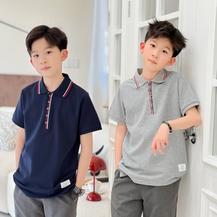 儿童短袖TB学院风polo衫夏款男女童t恤帅气休闲翻领半袖上衣潮