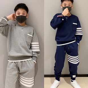 秋款童装Tb金典款儿童运动套装男女童四道杠纯棉卫衣裤子学院风潮
