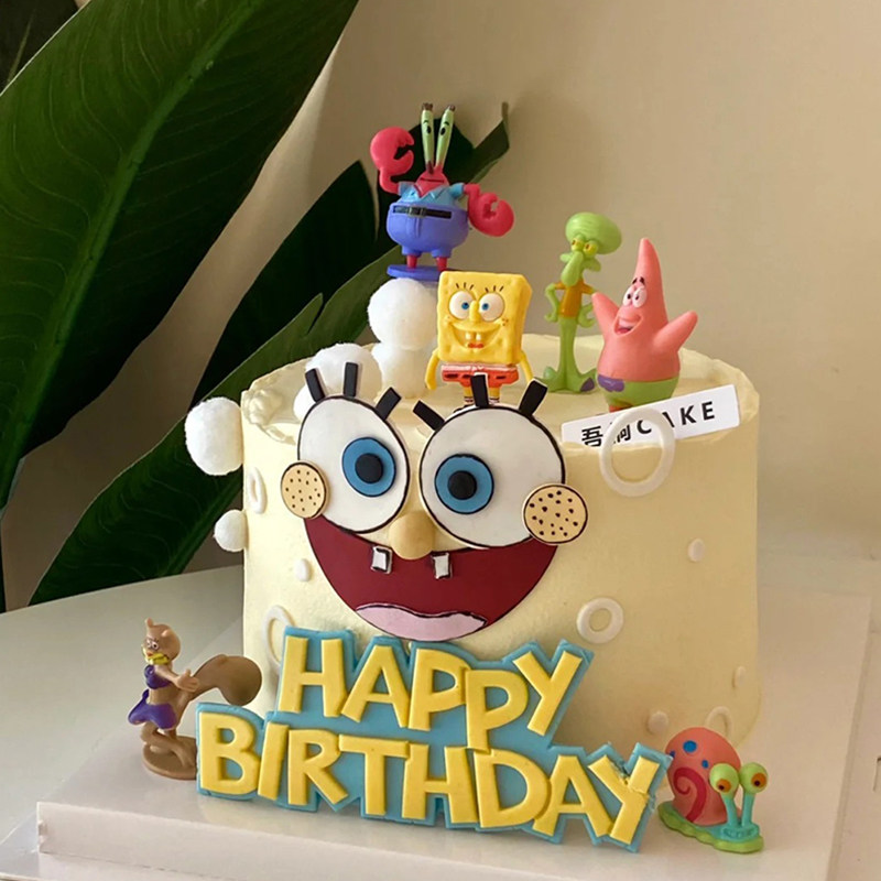 网红海绵儿童宝宝卡通生日蛋糕装饰摆件白云插件海绵公仔hb插牌