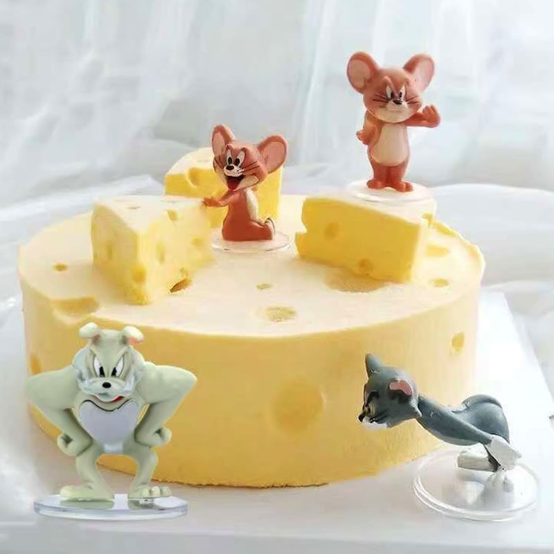猫和老鼠儿童卡通生日蛋糕装饰汤姆猫杰瑞鼠摆件芝士奶酪硅胶模具