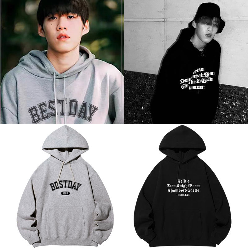 BKPP同款卫衣服宽松印花套头连帽衫加绒薄款秋冬季外穿上衣男女装