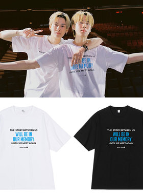 BounPrem同款衣服宽松印花纯棉落肩中袖短袖T恤春夏季男女打底衫