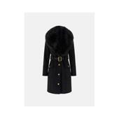 时尚 代购 GUESS女士外套保暖防风毛领黑色秋冬通勤大衣爆款