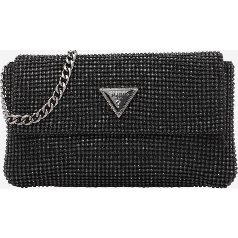 代购GUESS女士手拿包磁吸闭合可拆卸肩带大容量主袋装饰徽标黑色