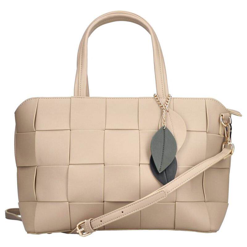 代购Rieker女士手提包大容量可调节肩带双提手设计配饰挂件米色