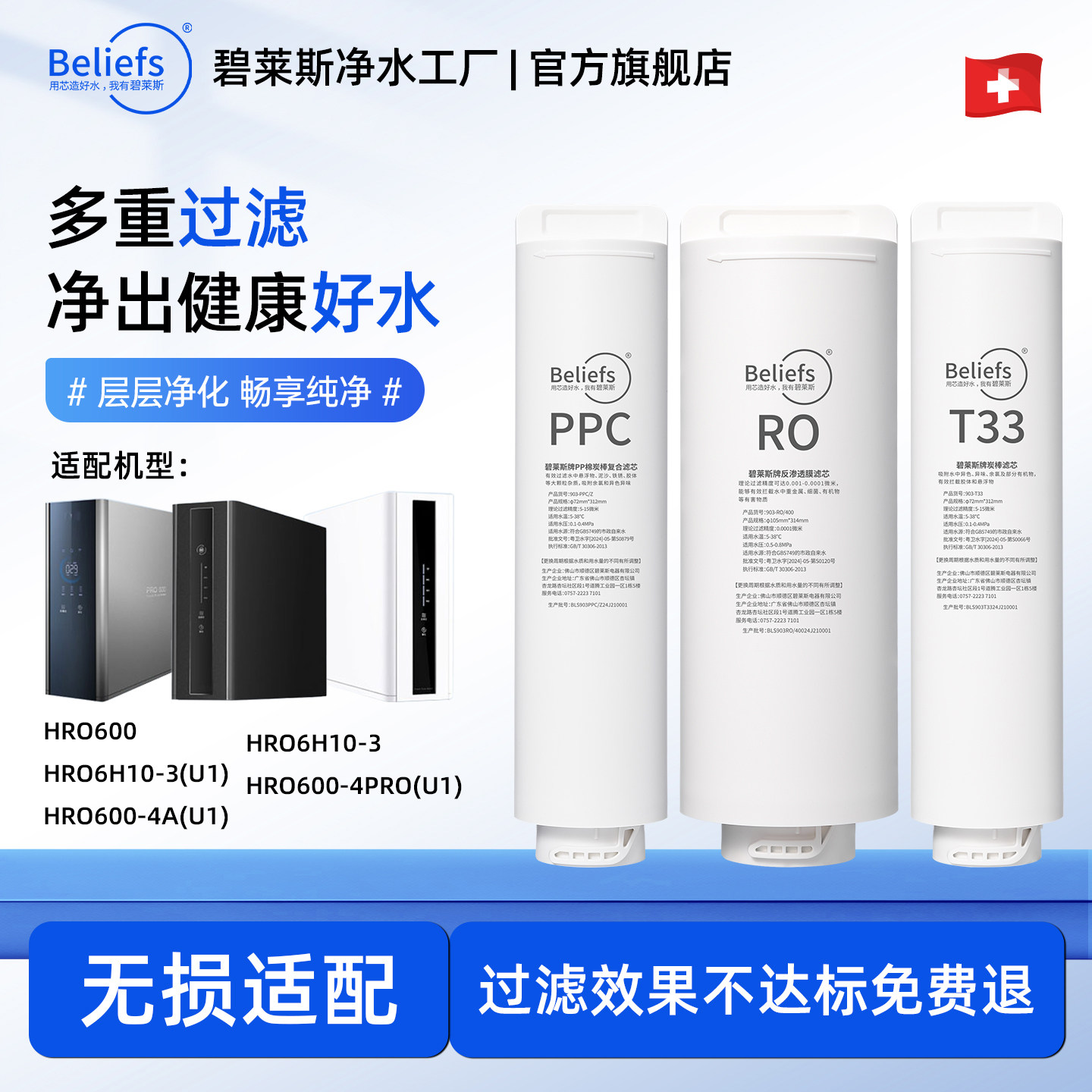 碧莱斯滤芯适用海尔净水器HRO600-4PRO/HRO6H10-3/HRO6H01-3(U1)