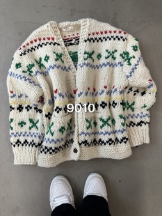 正品 费尔岛毛衣现货手工粗棒针织 name家