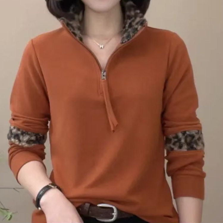 原版直播爆款2025冬季新款时尚拼色半拉链立领打底衫上衣