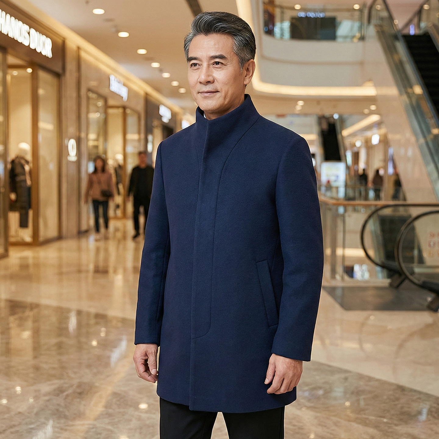 劲撤柜毛呢大衣男士冬季中长款商务休闲羊毛呢子中老年爸爸装外套