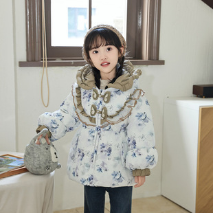 新款儿童羽绒服女童中长款可爱国风公主小童冬季韩版加厚外套