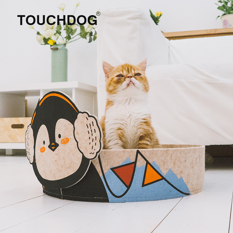 它它Touchcat羊毛毡圆形盆状瓦楞纸猫抓板猫窝-封面