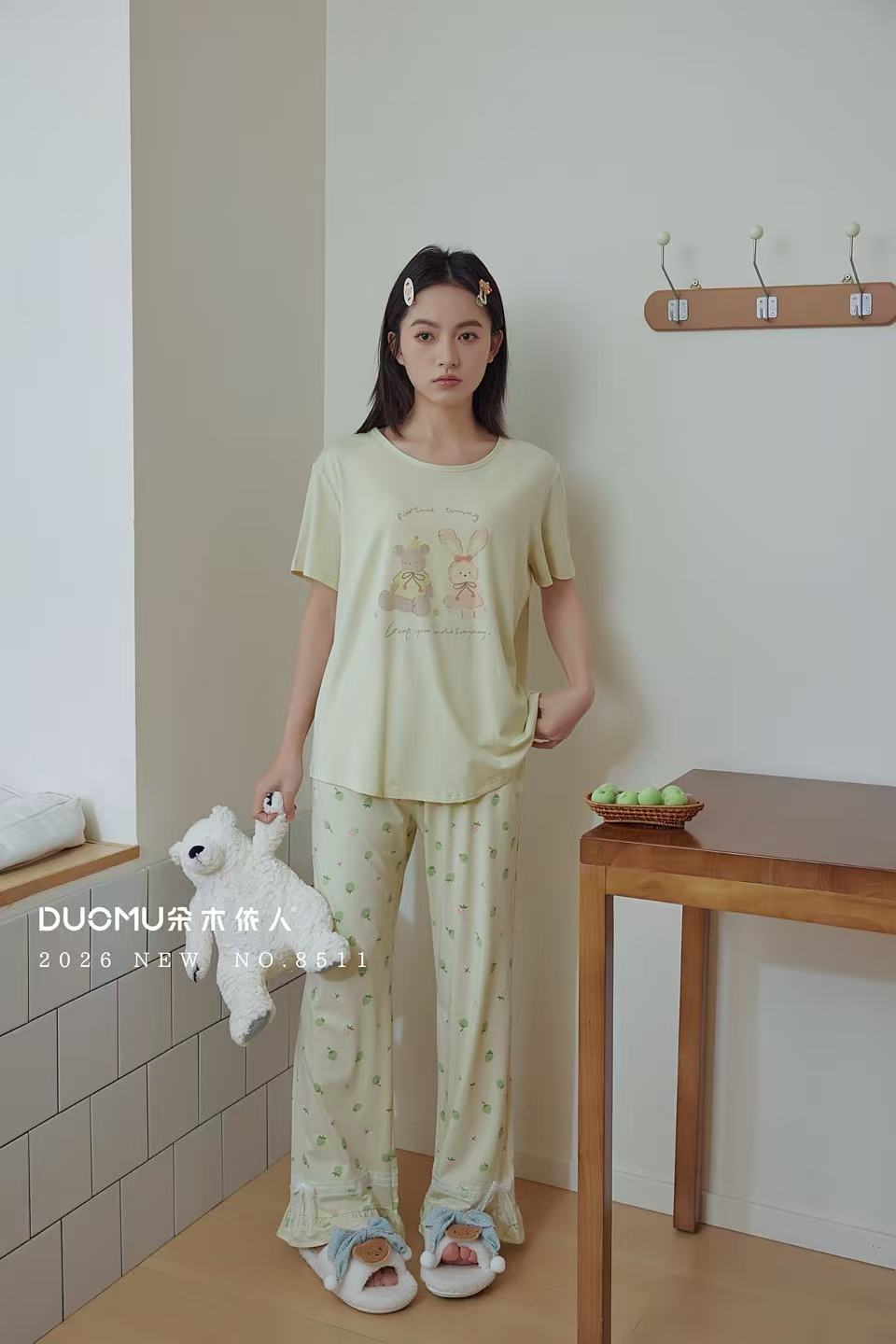 睡衣女款夏天2026新款夏季柔软棉质短袖长裤夏款女士家居服