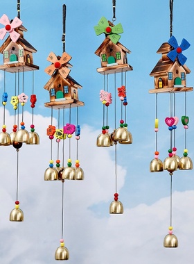 彩盒风车木屋风铃摆件小清新家居装饰挂件学生礼物包邮