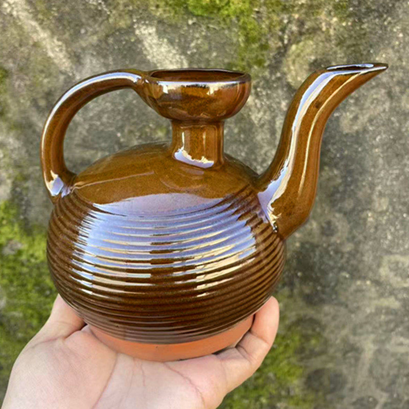 老式土陶黄酒烫酒器鸭嘴壶烧酒壶家用煮酒器手工温酒壶酒燎子